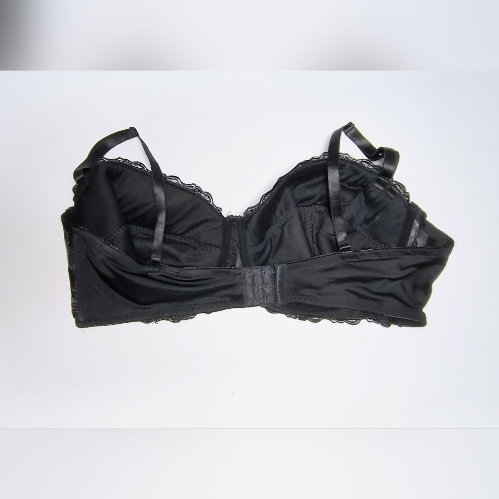 Body Form Elegant Black Lace Floral Embroidered Lightly Lined Underwire Bra 48DD - Picture 3 of 6